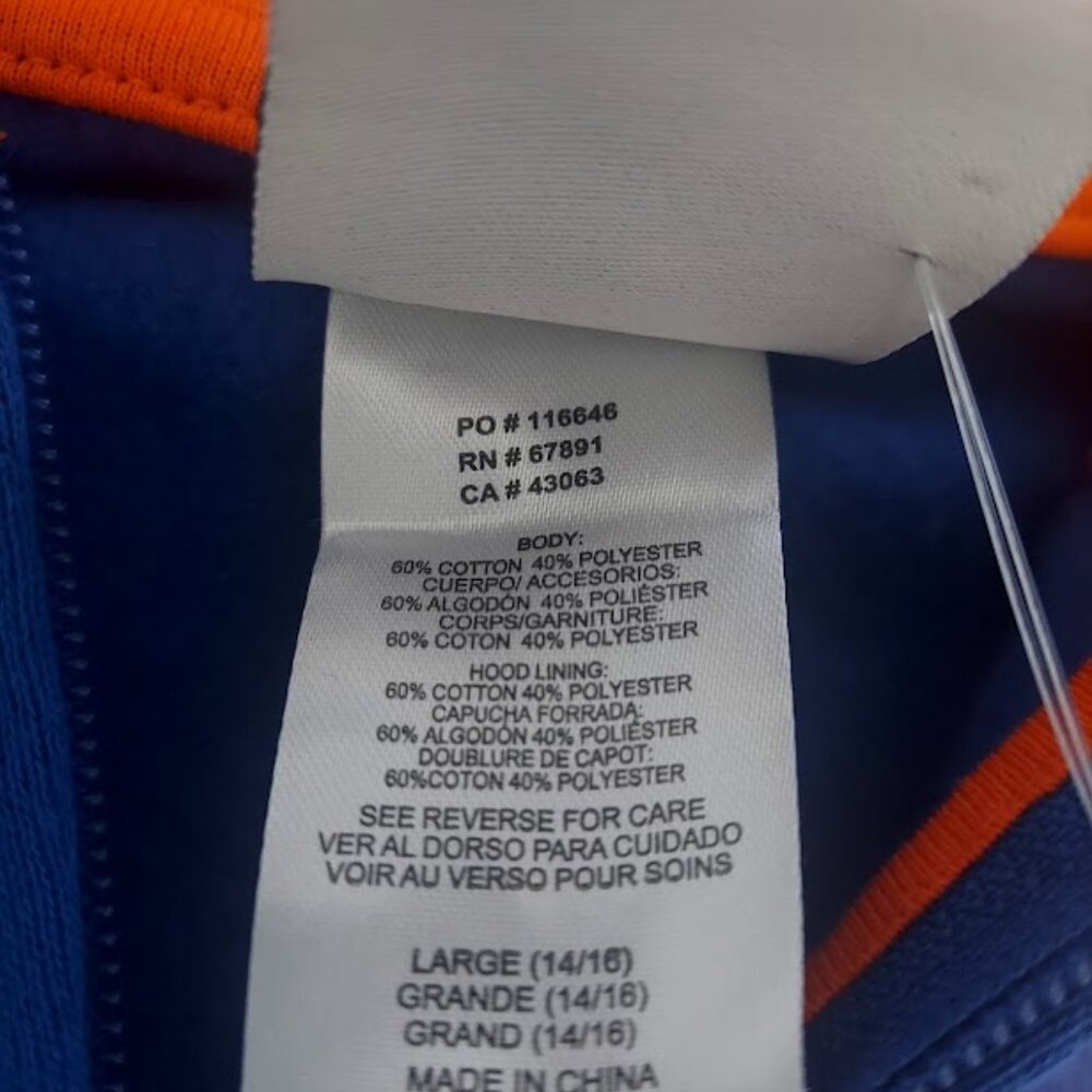 Youth L 14/16 Royal NY Islanders Faceoff Colorblock Fleece Full-Zip Hoodie New - Picture 7 of 9